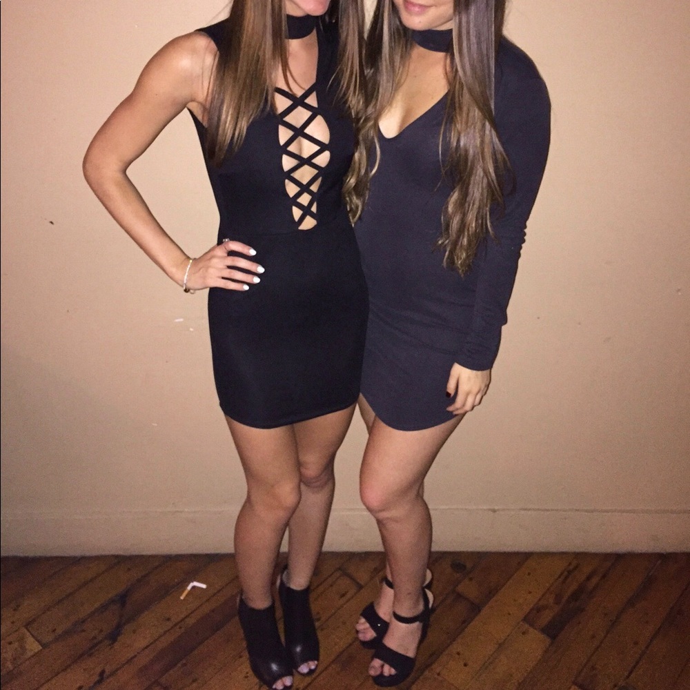 Misguided Black Criss Cross Mini Dress - Picture 6 of 6